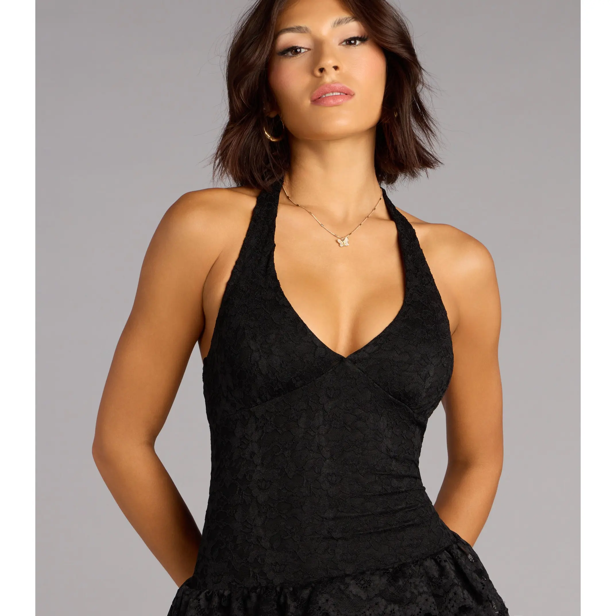 Ruffle Me Up Lace Halter Mini Dress - TikTok Shop Ruffle Me Up Lace Halter Mini Dress - TikTok Shop