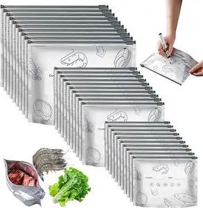 Resealable Aluminum Foil Storage Bags 30PCS, 3 Sizes Thick Stand-Up Pouches, Lightproof Moisture-Proof Food Saver Bags for Snacks Spices Meat Vegetables Dried Foods