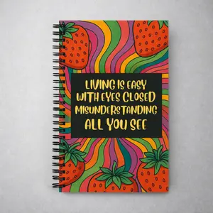 Vintage Psychedelic Strawberry Notebook Retro Aesthetic Journal 140 Dotted Pages Bold Design for Journaling Creative Writing Daily Ideas