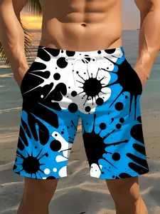 Men's Fashion Printed Beach Shorts, Quick-Dry Breathable Swim Trunks, Swimming Shorts, Swimwear Shorts, Summer Gym Shorts, Abstract Pattern Design, Casual Beachwear
