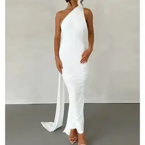 Sexy Backless Pleated Dress Sleeveless Midi Bodycon Rhinestone Glitter Pea Green Evening Gown