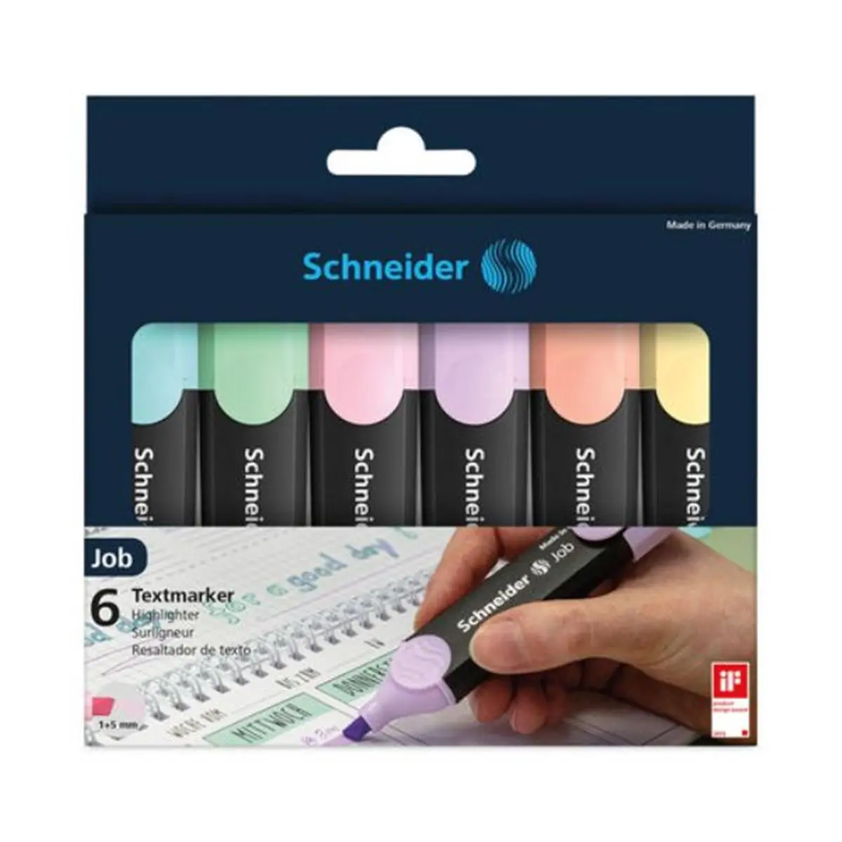 Schneider RED115097 Pastel Highlighters - 1 mm Chisel Tip, Pack of 6, Ideal for Marking Copy and Fax Paper, Highlights More Than 15,000 Words