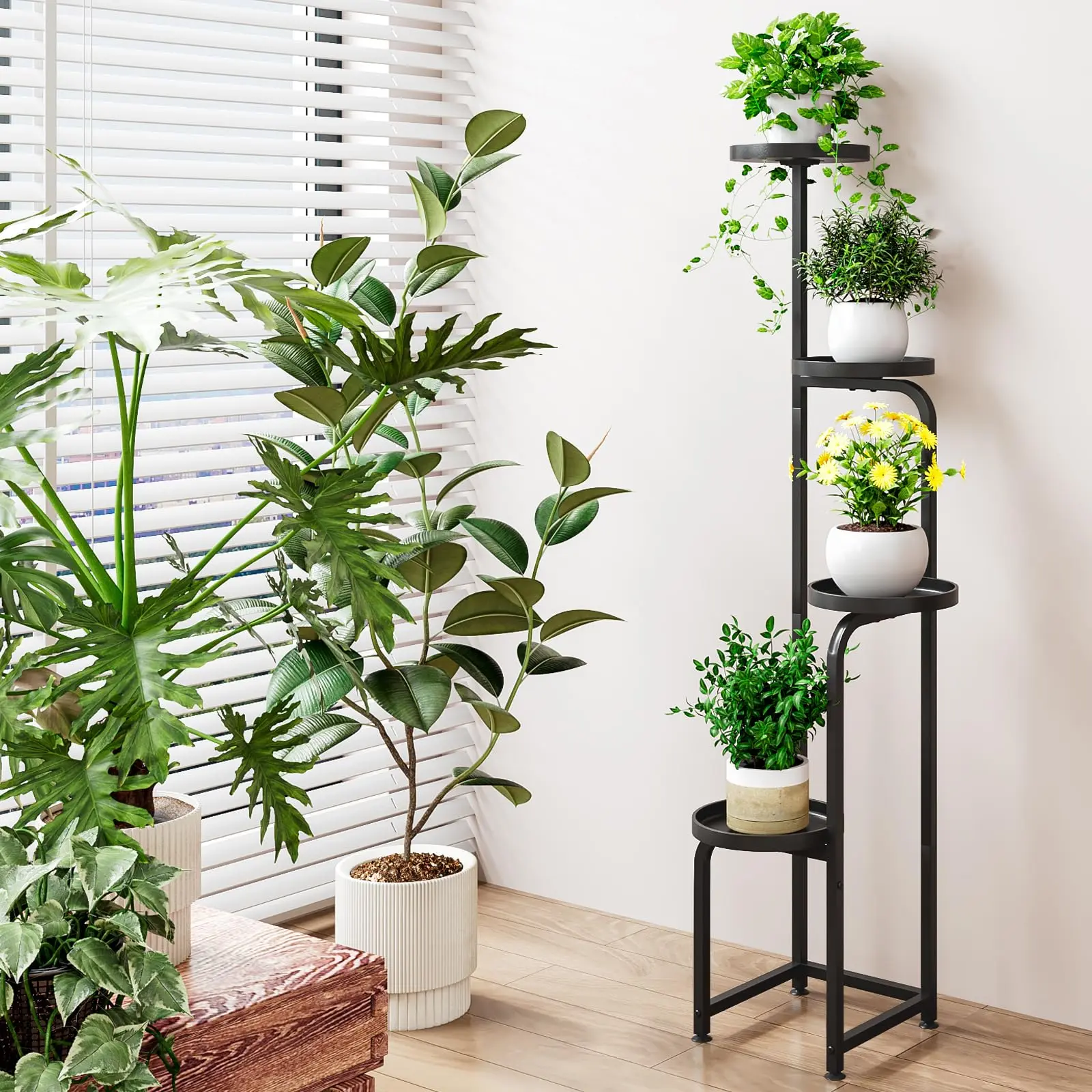 SUOERNUO Plant Stand Indoor Outdoor 4 Tier Metal Plant Shelf for Multiple  Plants Corner Flower Holders for Living Room Balcony Bedroom Patio Garden -  TikTok Shop