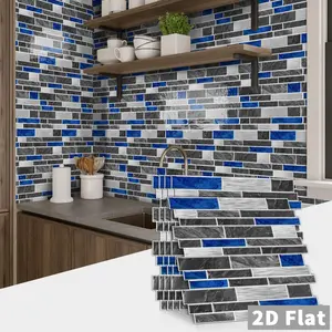 Colorful Marble Backsplash Peel & Stick Wallpaper, Waterproof Oil-Resistant, Ideal for Kitchen Bathroom Living Room Decoration