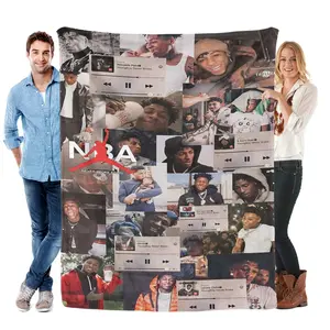 YoungBoy 'Never Broke Again' Collage Christmas Gift Flannel Blanket Photo Collage for Hip Hop Fans Soft Vivid Festive Present