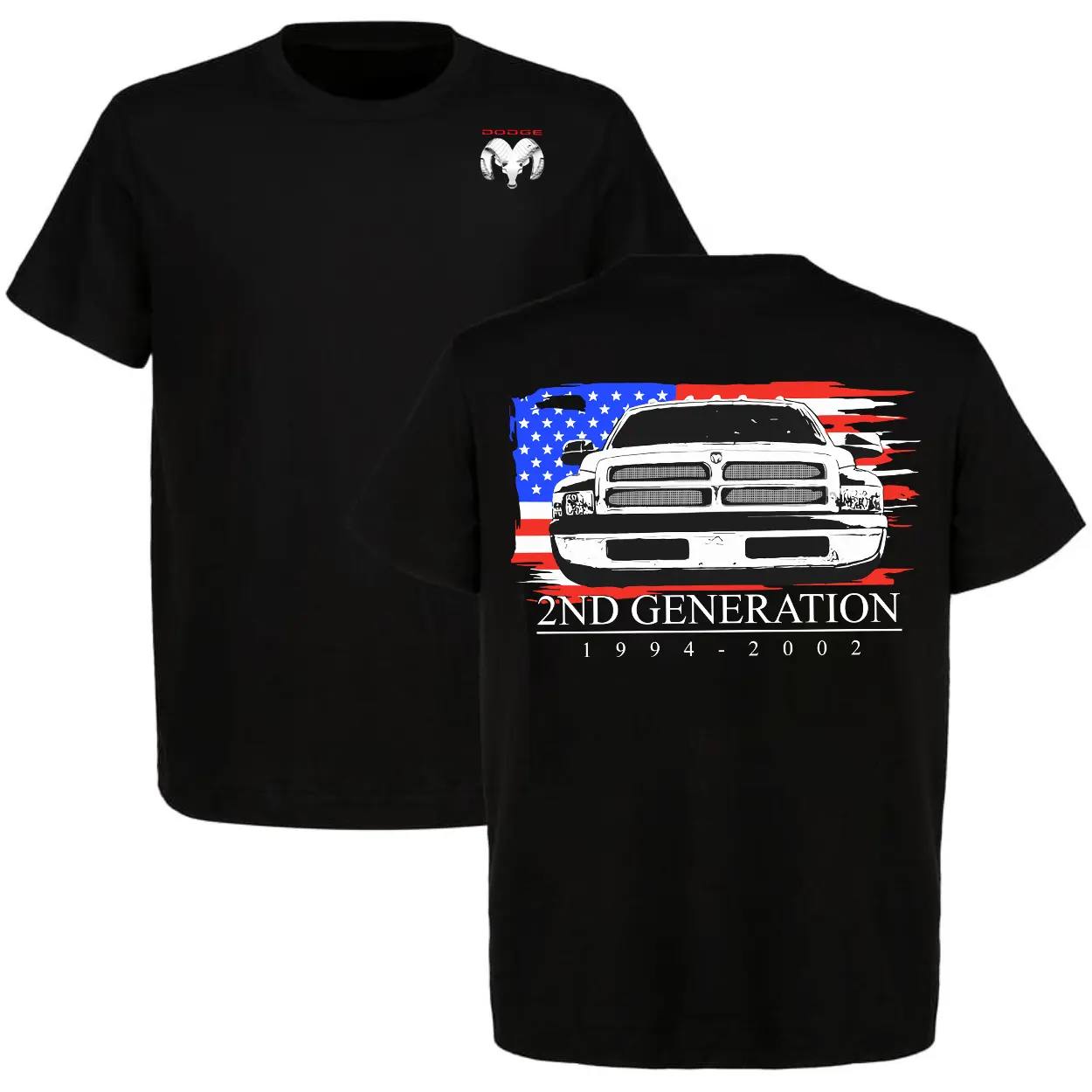 Dodge Ram 2ND Gen 1994-2002 Men's T-Shirt Short Sleeve Premium Cotton Tee for Truck Fans All Seasons Car Enthusiast Made in USA Ultra Cotton T-Shirt