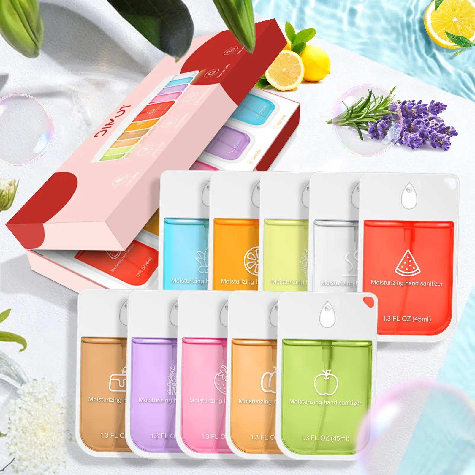 Portable Travel Hand Sanitizer Spray 10-Pack Gift Set, Moisturizing Fruit Plant Scented Hand Sanitizer, Hydrating Hand Sanitizer, Moisturizing Hand Sanitizers