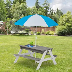 Kids 3 in 1 Convertitable Sand and Water Table with Umbrella, Picnic Table for Outdoor Backyard Patio Play, ASTM & CPSIA CERTIFICATION