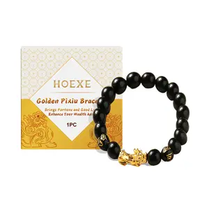 Hoexe Gold Pixiu Beaded Bracelet Beautiful Meaning Of Male And Female Couples Hand String Fashion Elegant Collocation Accessories