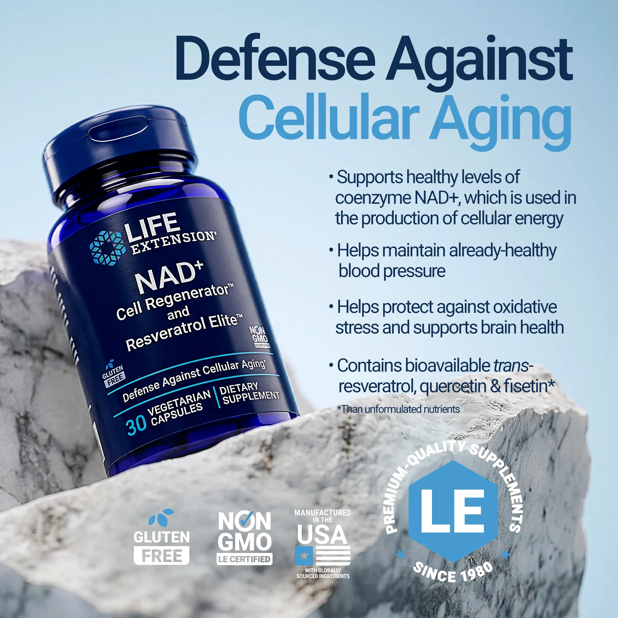 Life Extension NAD+ Cell Regenerator™ and Resveratrol Elite™ 30 Vegetarian Capsules