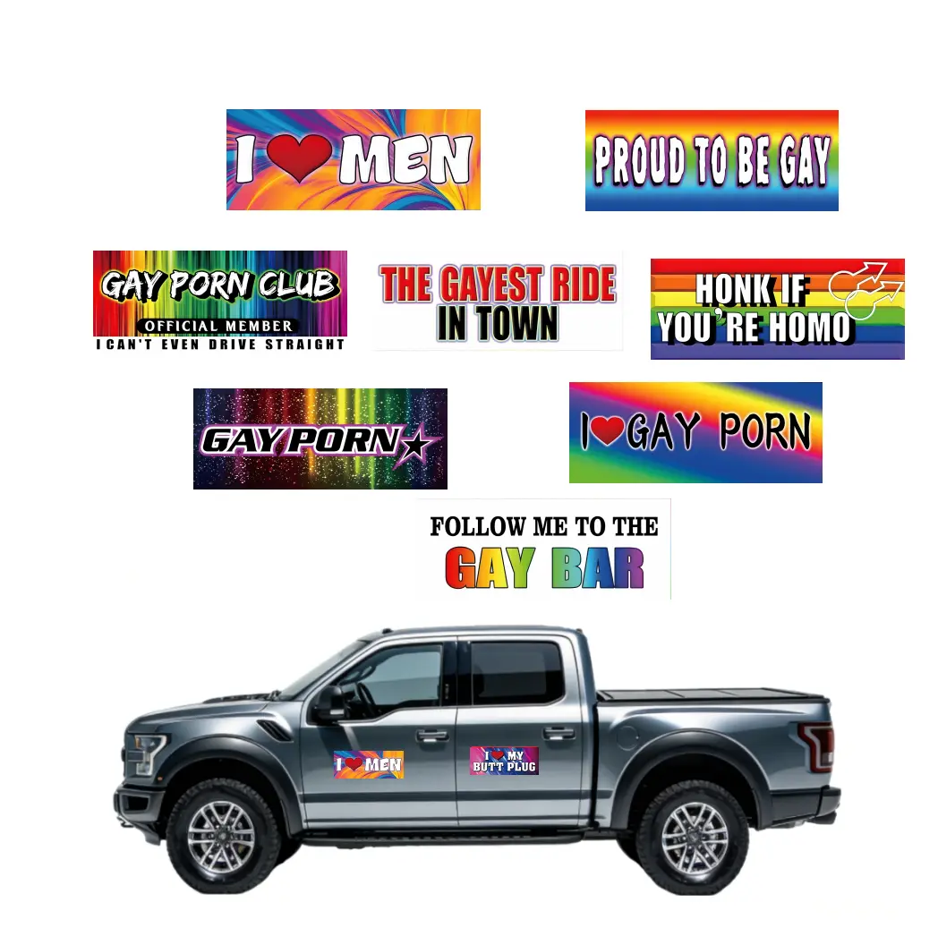 Funny Gay Pride Rainbow Magnet Bumper Sticker Set 10 Unique Designs 7.8X3.1 Inches Reusable Car Accessories for Vehicles & Fridge Removable Magnetic Decals