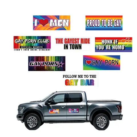 Funny Gay Pride Rainbow Magnet Bumper Sticker Set 10 Unique Designs 7.8X3.1 Inches Reusable Car Accessories for Vehicles & Fridge Removable Magnetic Decals