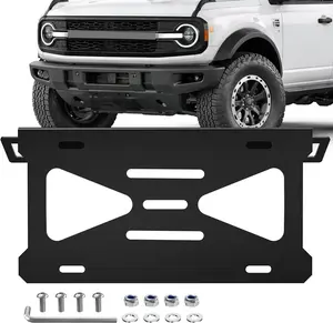 Nilight Front License Plate Bracket fit for Ford Bronco 2/4 Door 2021 2022 2023 2024 2025 2026 Steel License Plate Mounting Holder for Heavy-Duty Modular Bumper no Drilling Required Rattle-Free Black