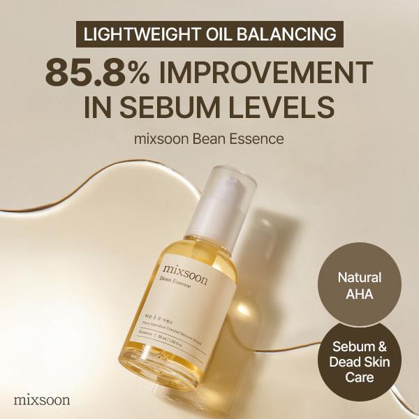 [mixsoon] Bean Essence Duo (50ml x 2) – Gentle Exfoliating Korean Skin Care Essence for Hydrating, Smoother Texture and a Dewy, Glass-Skin