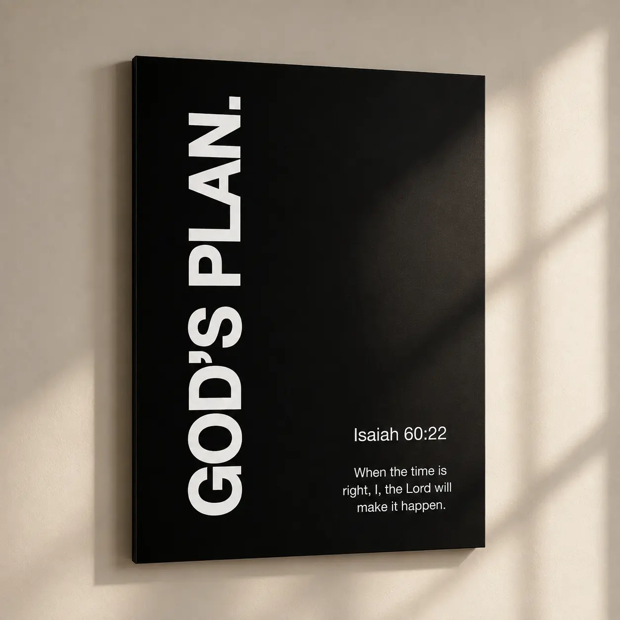 God's Timing Isaiah 60:22 Scripture Poster, Christian Canvas Wall Art, Black and White Bible Verse Print, Framed or Unframed Religious Wall Decor, Inspirational Christian Gift, Faith Wall Art, Bible Wall Decor, Christian Home Decor