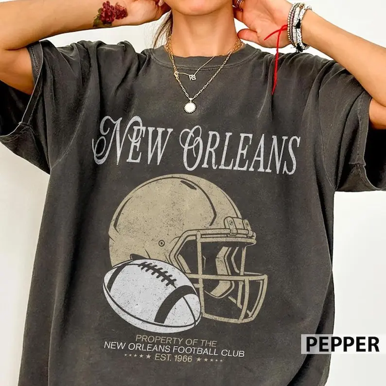 [Comfort Color 1717] New Orleans Football Vintage Comfort Color T-Shirt, Retro 90s Game Day Shirt, Saints Fan Gift