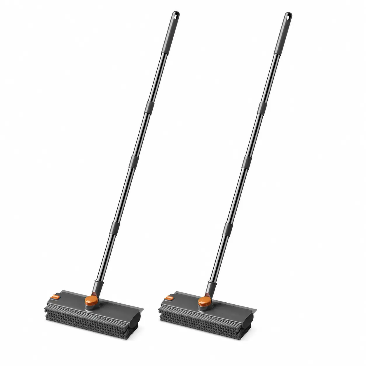 3-in-1 Floor Scrub Bathtub Brush with Long Handle, Double-Sided Heavy-Duty Stiff Bristles and Squeegee for Scraping and Scrubbing Shower, Bathroom, Patio, Garage, Kitchen, Tile, Wall, Deck and Home Cleaning