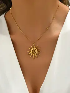 Women’s Swirl Sun Pendant Necklace – Minimalist  Jewelry for Everyday Wear