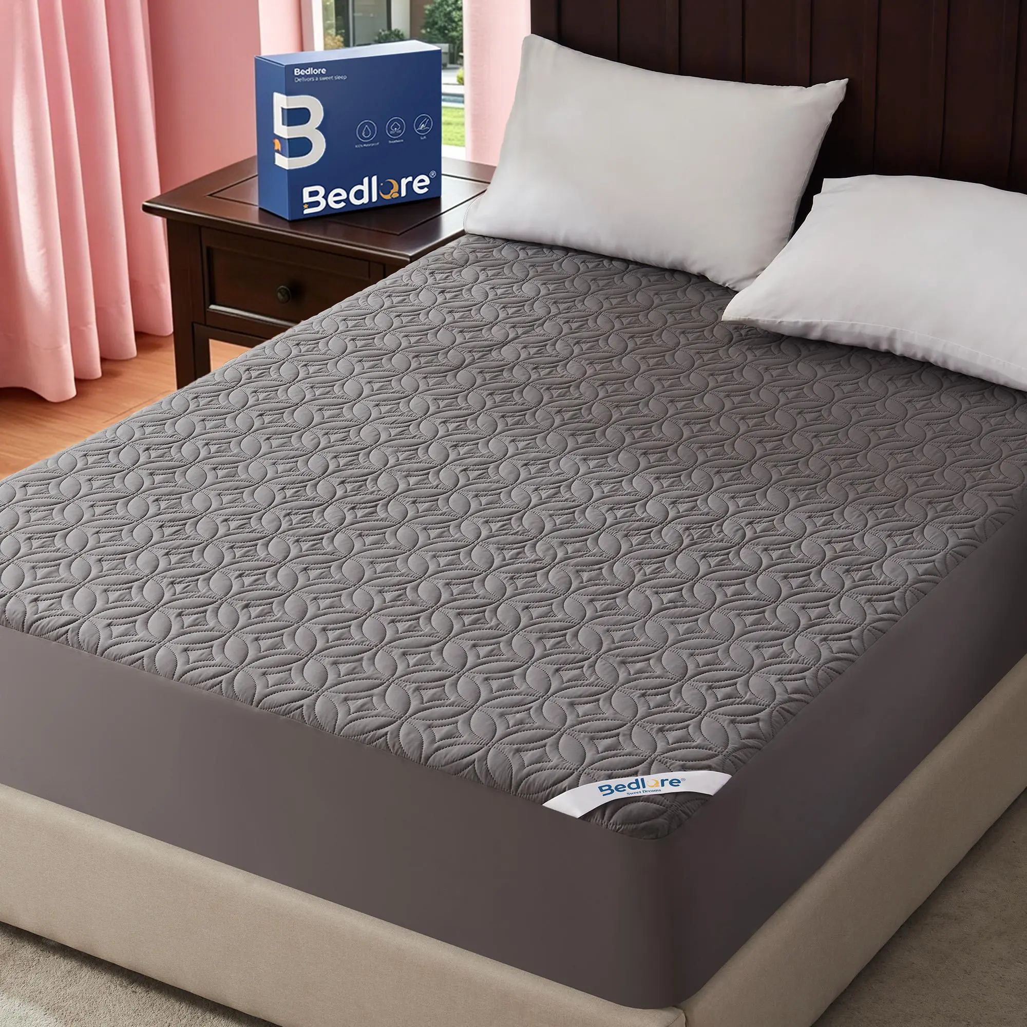 【SummerWins】BEDLORE Cooling Waterproof Fitted Sheet Big Copper Coins | Bamboo Deep Pocket Mattress Cover | Soft Breathable Non-Slip]