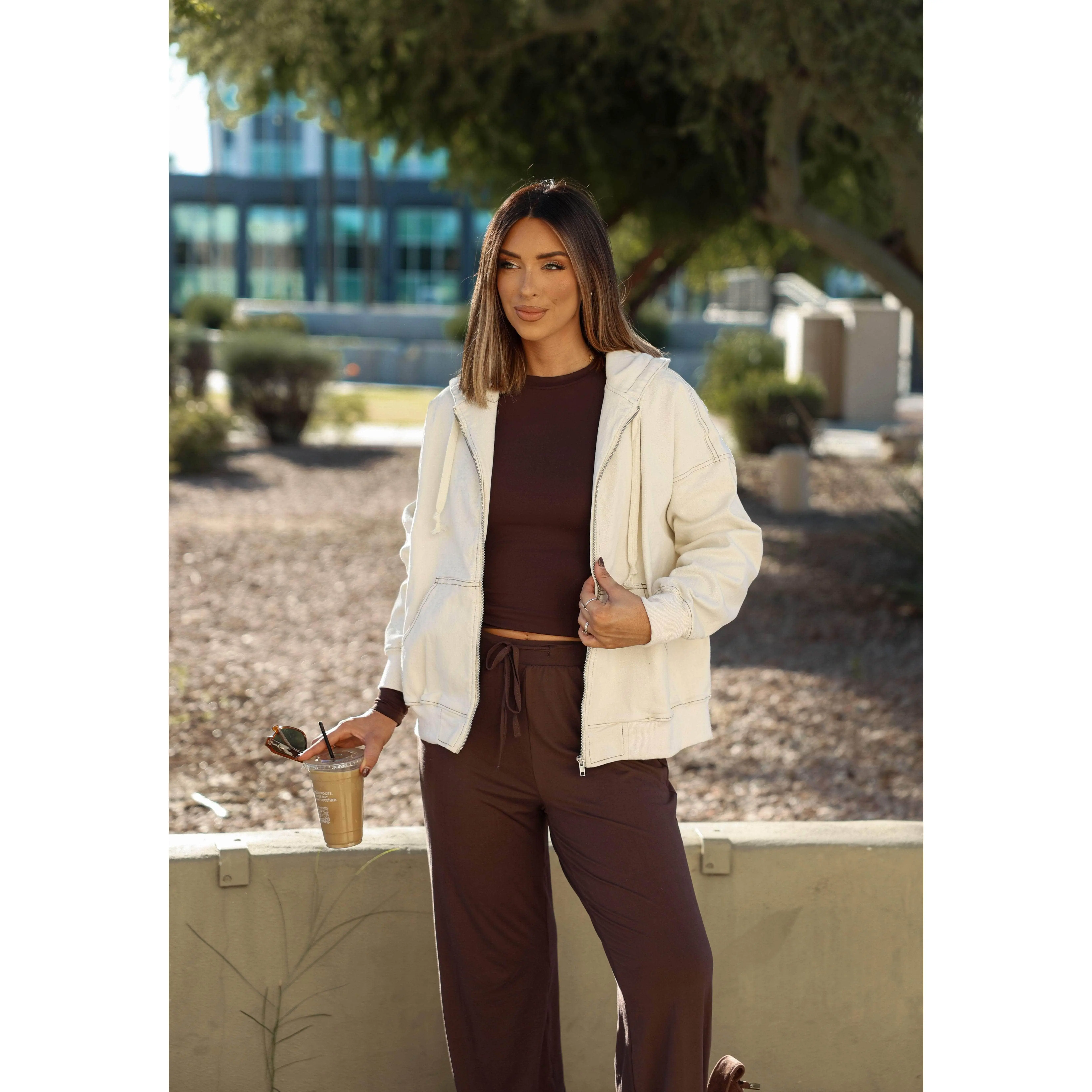 Cream Oversized Hoodie Jacket