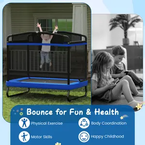COSTWAY - 6 FT Kids Trampoline with Swing and Horizontal Bar Small Rectangle Trampoline-Blue