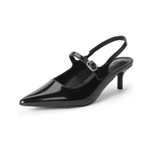 IDIFU IN2 Low Kitten Slingback Closed Toe Heels Pumps Wedding Bridal Prom Party Work Office Dress Shoes for Women Comfortable Dressy Formal Short Small Pointed Toe Heels
