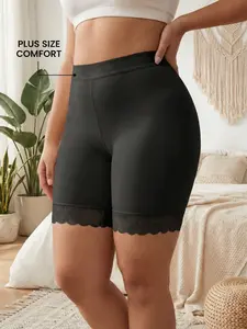 Women's Lace Patchwork High Waist Briefs, Soft Comfortable Anti-Chafe Long Panties, Casual All-Season Underwear, 1/3 Pack, High Waisted Briefs, Trim Lace Panty