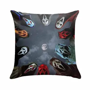 Horror Mask Art Pillow Cover (Without Insert) Ghost Skull Pattern Print Soft Durable Decorative Cushion Case Perfect for Halloween Decor Home Sofa Living Room Party Gift Bedroom Lounge and Holiday Vibe