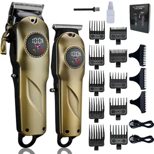Professional Men's Hair Trimmer Set, Usb Fade Clipper, USB Rechargeable Cordless Shaver, LCD Display, Precision Grooming (copper Color), Largner Brand