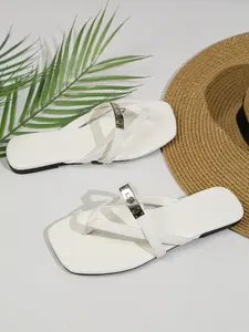 Spring Summer New Outdoor Flat Sandals, PU Leather Lock Buckle Beach Slippers, Women's Fashion Anti-Slip PVC Sole, Medium Width Footwear