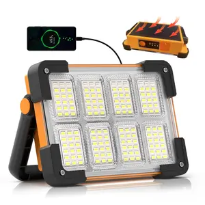 Rechargeable Solar LED Work Light Portable Super Bright Hanging Floodlight 4 Lighting Modes USB Solar Charging for Power Outage Emergency Outdoor Camping