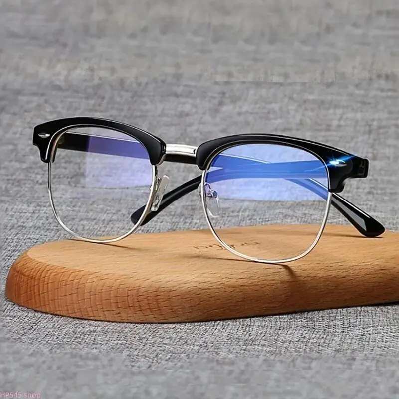 Unisex Y2K Minimalist Anti Blue Light Glasses, Lightweight Solid Metal Frame Eyewear To Reduce Eye Strain, Practical Daily Eyeglasses For Office Work, Gaming Sessions And Long-Time Electronic Screen Use homedecor