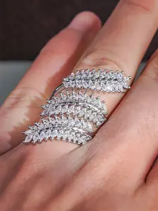 1 PC Luxury Cubic Zirconia Double Layered Ring For Women For Wedding Engagement Anniversary Party Jewelry Valentine's Day Gift Dainty Stacking Rings