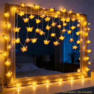 1 PACK Butterfly String Lights, 20 Warm Light LED Lighted Outdoor Butterfly Fairy String Lights for Indoor Home Bedroom Wall Garden Yard Outdoor Decorations, 8 Flashing Modes, Battery Power(Excluding)