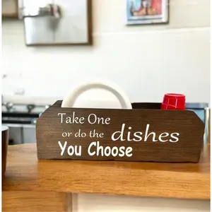 Kitchen Paper Plate Holder - Wood Kitchen Organizer