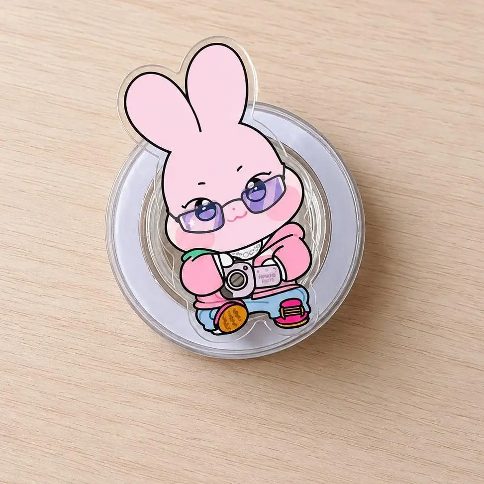 Kpop Pink Bunny Magsafe Phone Grip, Kawaii Camera Rabbit Phone Holder, Gift for Fan