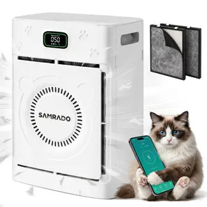 Pet Hair Air Purifier for Large Room, H13 HEPA Double-Sided Filter, App Control, PM2.5 Display, White