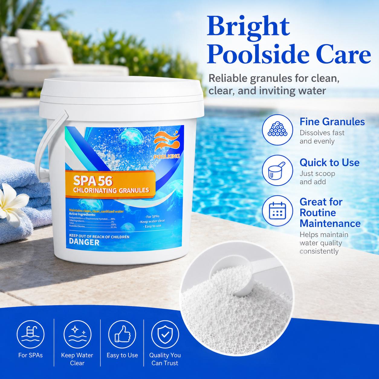 10 Pack Pool Chlorine Granules, 3.5 lbs Each Chlorinating Powder for Swimming Pools, Fast Dissolving Pool Shock Treatment for Above Ground Pools, Hot Tubs & Spas, Bulk Water Clarifier (Total 35 lbs)
