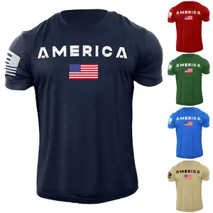 Men's USA Flag T Shirt Distress American Patriotic 100% Cotton Menswear Soft