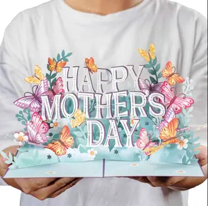 Paper Love Mother's Day Card, Happy Mothers Day Pop Up Card 3D Design for Mom Wife Grandmother Intricate Laser Cut Details Premium Cardstock Butterflies, Hummingbirds