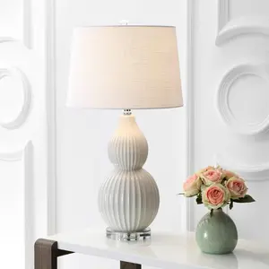 JONATHAN Y Thatcher Contemporary Transitional Ceramic LED Table Lamp , for bedroom, living room, foyer, hallways, dining room, dorms