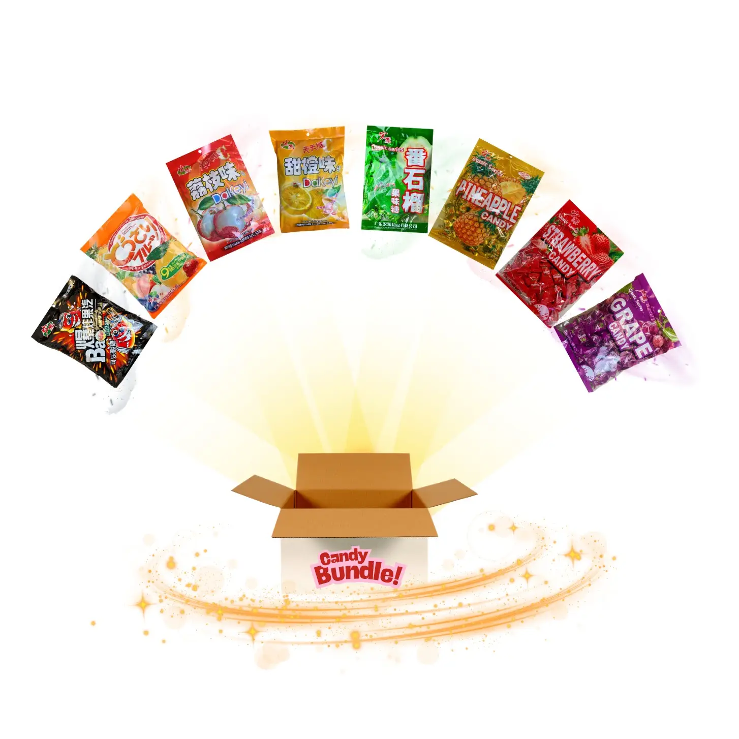 HONGYUAN Classic Candy Bundle- Guava Pineapple Peach Lychee Grape Bundle Flavor Classic Sweet Candy Snack Bundle Candies Fruit Bonbon Natural Soft
