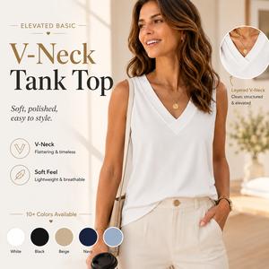 WIHOLL Tank Tops for Women Summer V Neck T Shirts Trendy Sleeveless Basic Tee Loose Fit 2025 Fashion