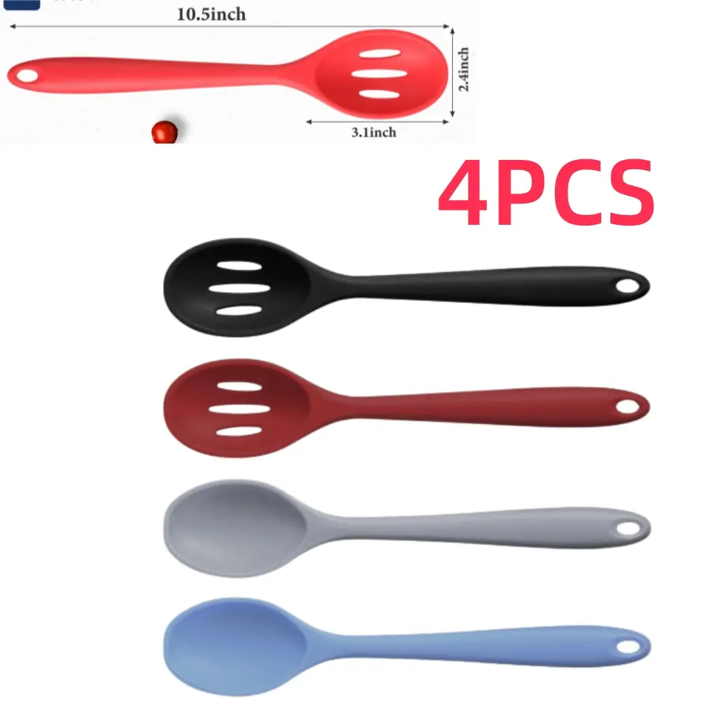 Cooking Utensils Set, 4pcs Colorful Silicone Multi Function Spoons, Heat Resistant & Nonstick Kitchenware for Mixing, Baking, Serving, 4Pcs Spoon, Cooking Spoons Set