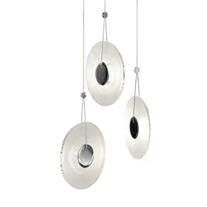 Meclisse 3-Light LED Chandelier with Ribbed Glass Disc and Dazzling Illuminate Medallions
