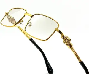 Vintage Gold Frame Rimless Luxury Glasses Men's Hip Hop Clear Lens Retro Fashion SunGlasses