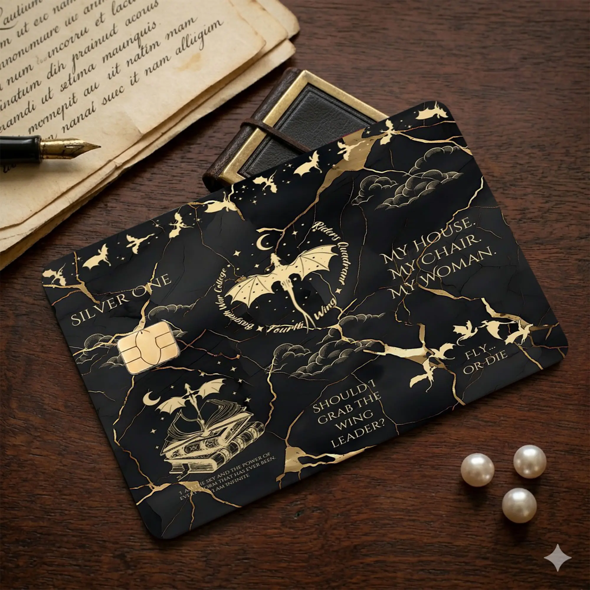 Fourth Wing Credit Card Skin, Book Lover Debit Card Skin, Dragon Rider Stickers, Basgiath War College,  Dragon Rider Fantasy Romance Vinyl Sticker Gift