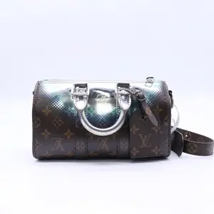 Pre-owned Louis Vuitton Canvas Shoulder Bags Keepall Bandouliere Bag Limited Edition Metallic Nebula Monogram 25 Twins LDJ4090