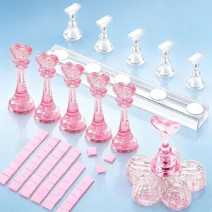4-piece set Nail Stand for Press On Nails Display Practice Art Painting Magnetic Fake Nail Holder for Painting Nails Stand for False Nail Designs with Reusable Putty for Home DIY Beginner Salon Supplies