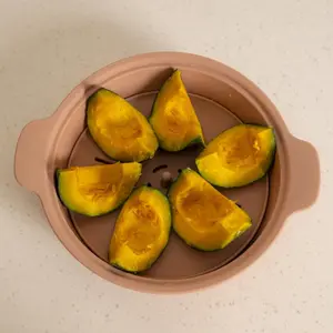 Microwave silicone steamer with basket made in korea dishwasher oven safe to 482f easy clean vegetable fish korean steamed egg dumpling steamer microwave cookware terracotta rose